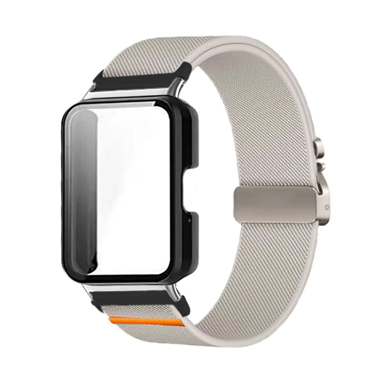 

Nylon Band+Full Cover Case For Samsung Galaxy Watch Fit 3 Parachute Buckle Sport Braided Strap Full Cover Bumper Shell For Fit 3