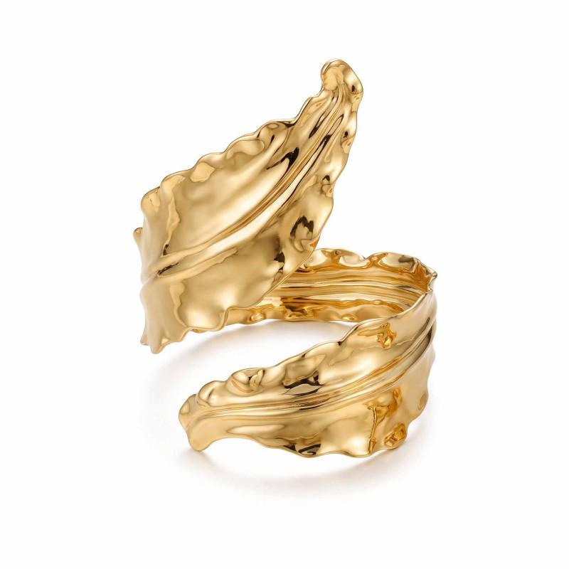 Retro Metal Design Wide Band Bracelet Ring Set - Versatile Cross-Border European & American Style