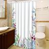 1pc Floral Shower Curtain, Polyester, Machine Washable, Succulent & Foliage Design, All-Season Bathroom Decor, Smooth Texture