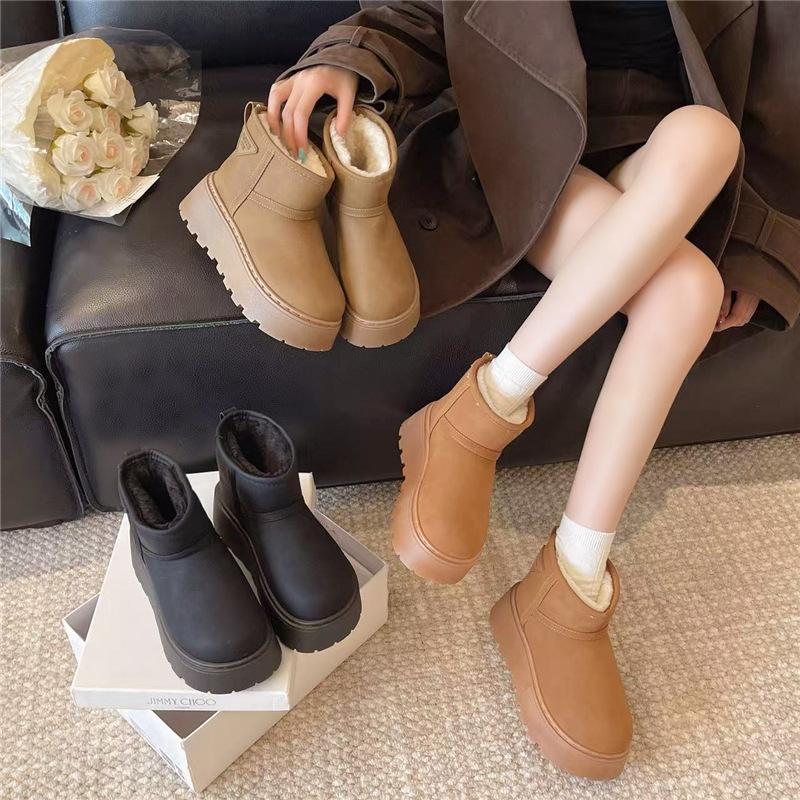 [Fanfna] Retro Platform Snow Boots for Women's 2025 Winter New Velvet Thickened Warm Wear-resistant Non-slip Cotton Shoes