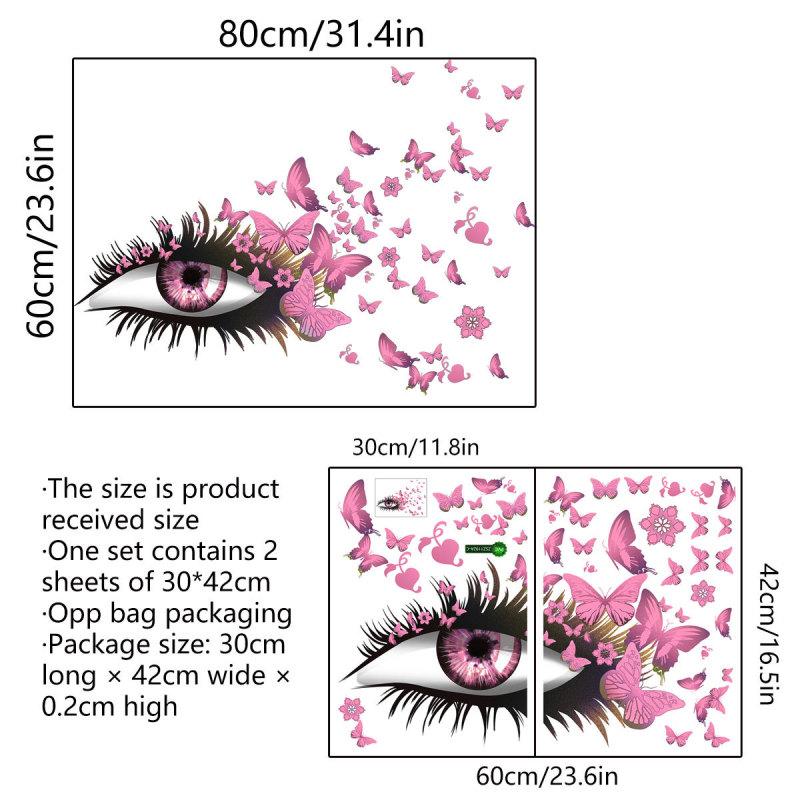 Vivid Wall  Stickers Eyelashes Butterfly Removable Decoration For Living Room Bedroom Background