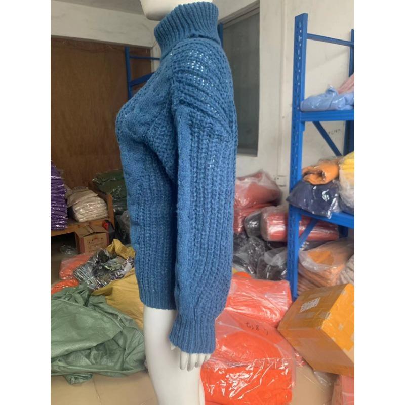 Women's Solid Color Turtleneck Knitted Sweater Top