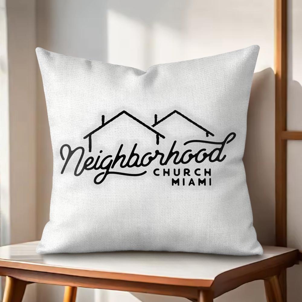 LOGO Design NNeighborhood Cushion Cover Natural Linen Organic Fabric DoubleSided Printing Couch Pillow Covers Home Decor