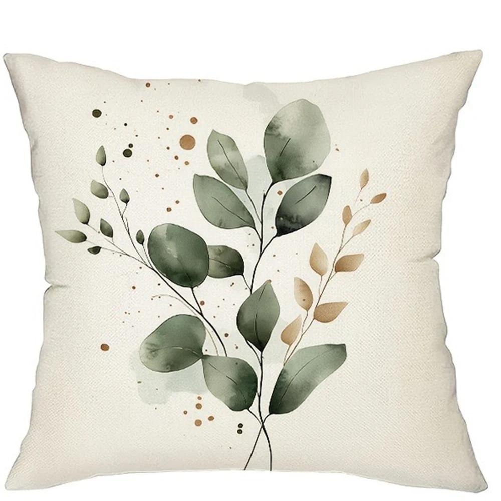 Blumen-Blattmuster Druck Kissenbezug Modern Minimalistisch Haus Schlafzimmer Zimmer Dekoration Wohnzimmer Sofa Kissenbezug
