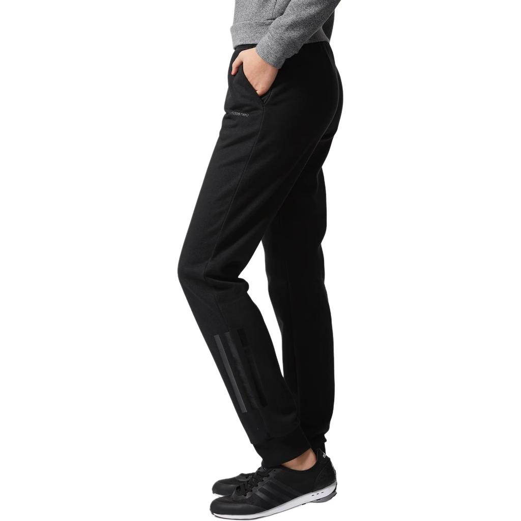 adidas Neo Graphic Casual Mid-Rise Striped Knit Sports Pants Women Pants Black BQ0686