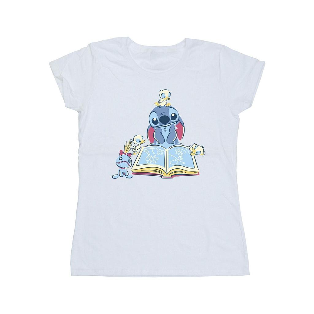 Disney Womens/Ladies Lilo & Stitch Reading A Book Cotton T-Shirt