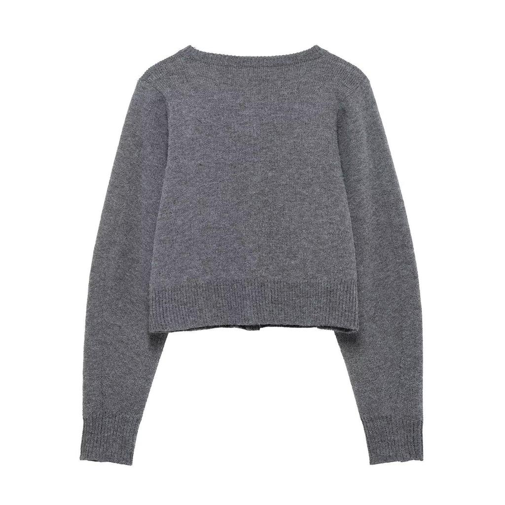 2024 Winter Women's European & American Style Round Neck Long Sleeve Knitted Cardigan & Half Skirt Set