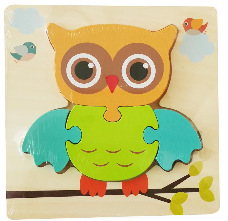 Wooden Simulation Cartoon Vehicle Animal Puzzle Early Childhood Education Building Block Children Baby Cognitive Three-Dimensional Puzzle