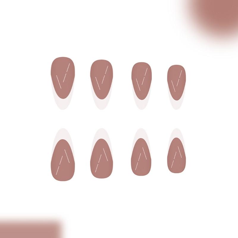 Gradient Press on Nail Almond Fake Nail Glossy Stick on Acrylic Nail Natural Omber Glues  on False Nail for Women Girls