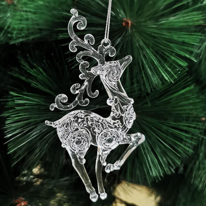 2/3 Pieces of Acrylic Deer-Shaped Ornaments, Two Styles To Choose From, Christmas Creative Deer-Shaped Pendants, Realistic Transparent Hangin