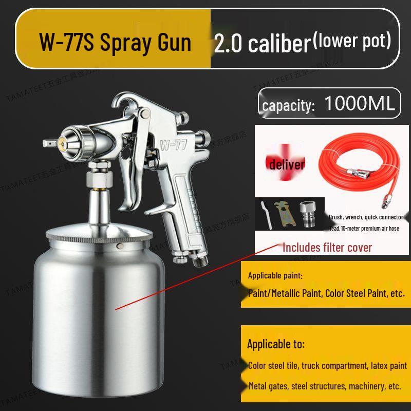 High-Quality Pneumatic Spray Gun with Dual Pots for Furniture, Car Paint, Household, and Textured Spraying