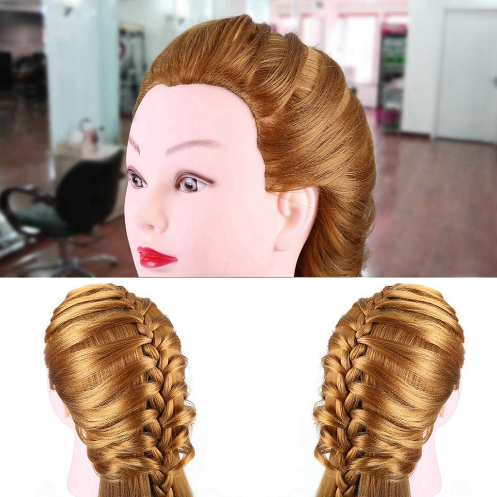 40% Real Human Hair Mannequin Head Hairdresser Training Head Cosmetology Doll Head Blond