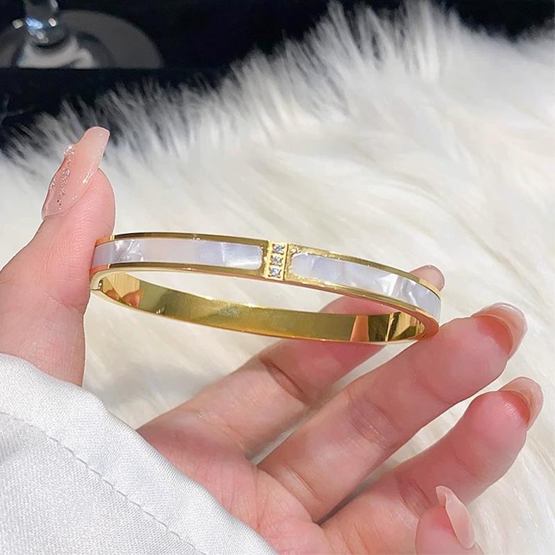 Luxury Gold Plated Bangles Zircon Women's Hand Bracelet Stainless Steel Bangle Gifts for Women Fashion Accessories Mother's Day