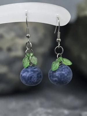 1 Par de Exquisitos Pendientes de Fruta Realista de Arándano, Florales, Lindos y Divertidos, Adecuados para Atuendos Cotidianos o de Vacaciones para Mujer