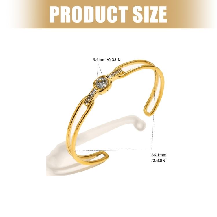 Dainty Adjustable Opening Bangle With Shimmering Zircon Accents Waterproof Wrist Jewelry With Rhinestones