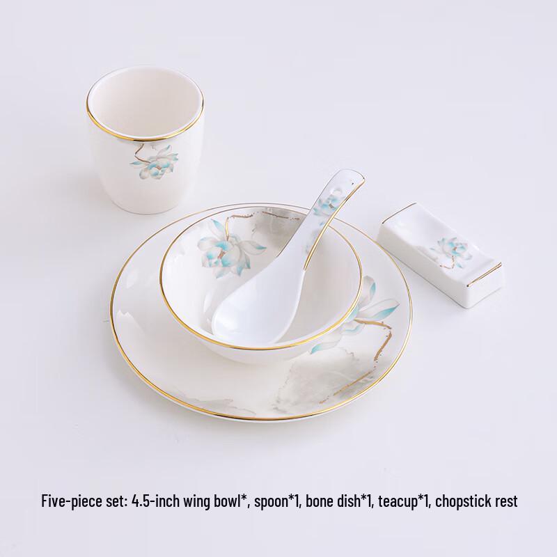 Ru Han Golden Lotus Ceramic Dining Set