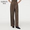 GOELIA Women's Washed Wool Straight-Leg Trousers