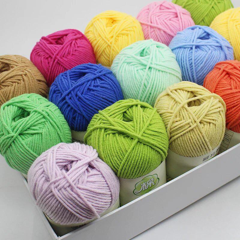 Combed Milk Cotton 5-Strand Yarn Pack for Hand-Knitted Scarves, Medium Thick, DIY Blanket Knitting, Crochet Material.
