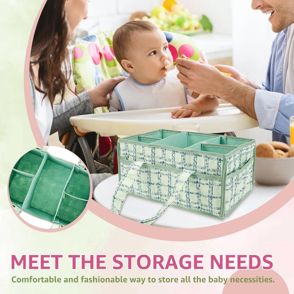 Baby Diaper Caddy Bag Portable Nappy Caddy Storage Basket with Handle Multi Compartment Nursery Storage Basket for Newborn