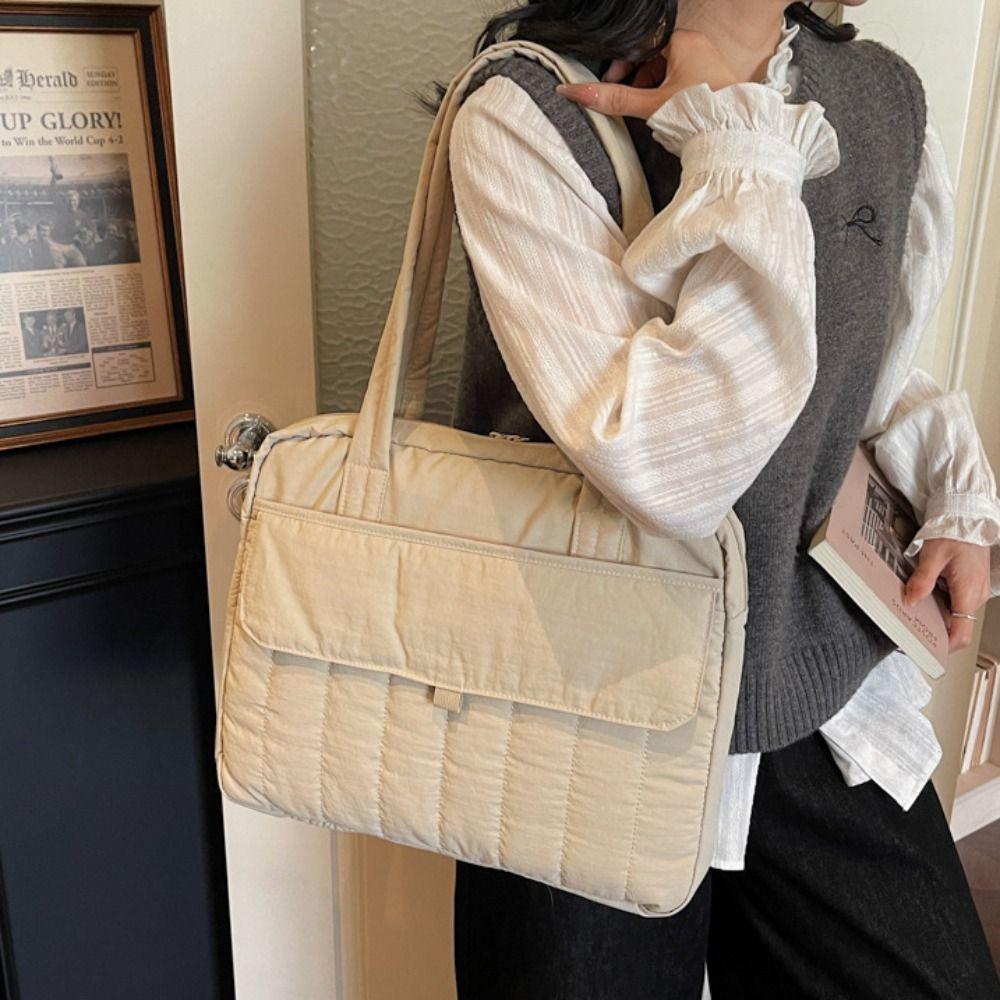 Simple Solid Laptop Shoulder Bag Handbag Shockproof Computer Storage Bag File Package Large Capacity Nyl Tote Bag Travel