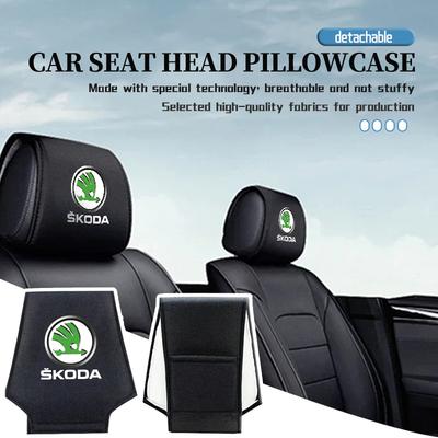 AAAJF1 Car Headrest Cover Universal Interior Accessories Fit For Kamiq Karoq Octavia 2 3 Rapid Scala Kami Fabia VII VRS