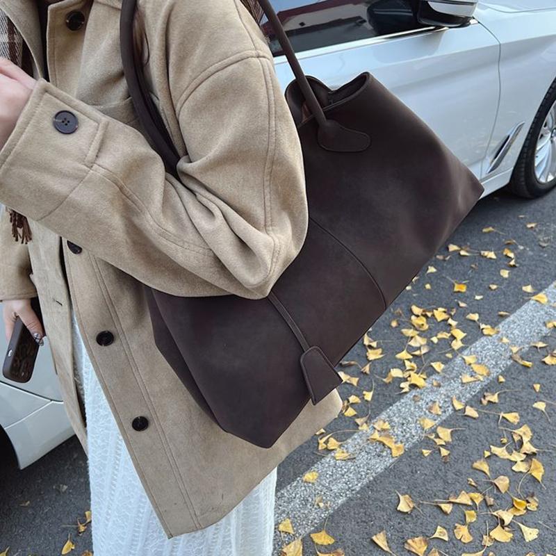 Faux Suede Solid Color High Quality Fashionable Versatile Handbag Women's Large Capacity Winter Daily Shoulder Bag