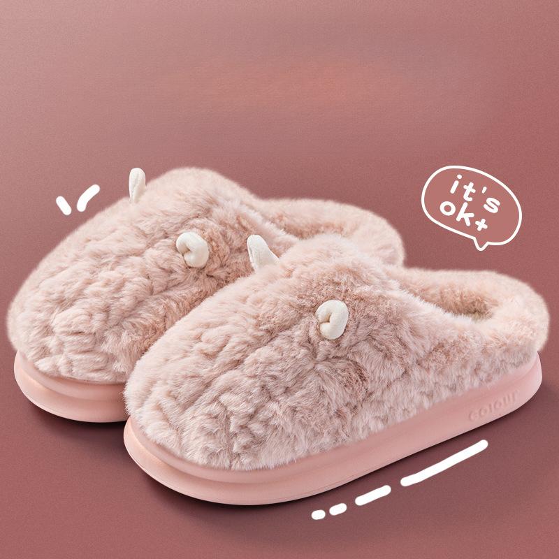 Cotton Shoes with Toe Caps for Warmth, Thickened Soft Soles, Anti-slip and Comfortable To Step On. Home Slippers
