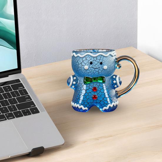 Tazza in Ceramica Uomo di Pan di Zenzero Tazza da Caffè a Forma di Uomo di Pan di Zenzero Natalizio con Manico per Caffè Tè Cioccolata Calda Acqua