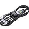 100W 3-in-1 Fast Charging Cable with Transparent Display for Apple, Huawei, Android