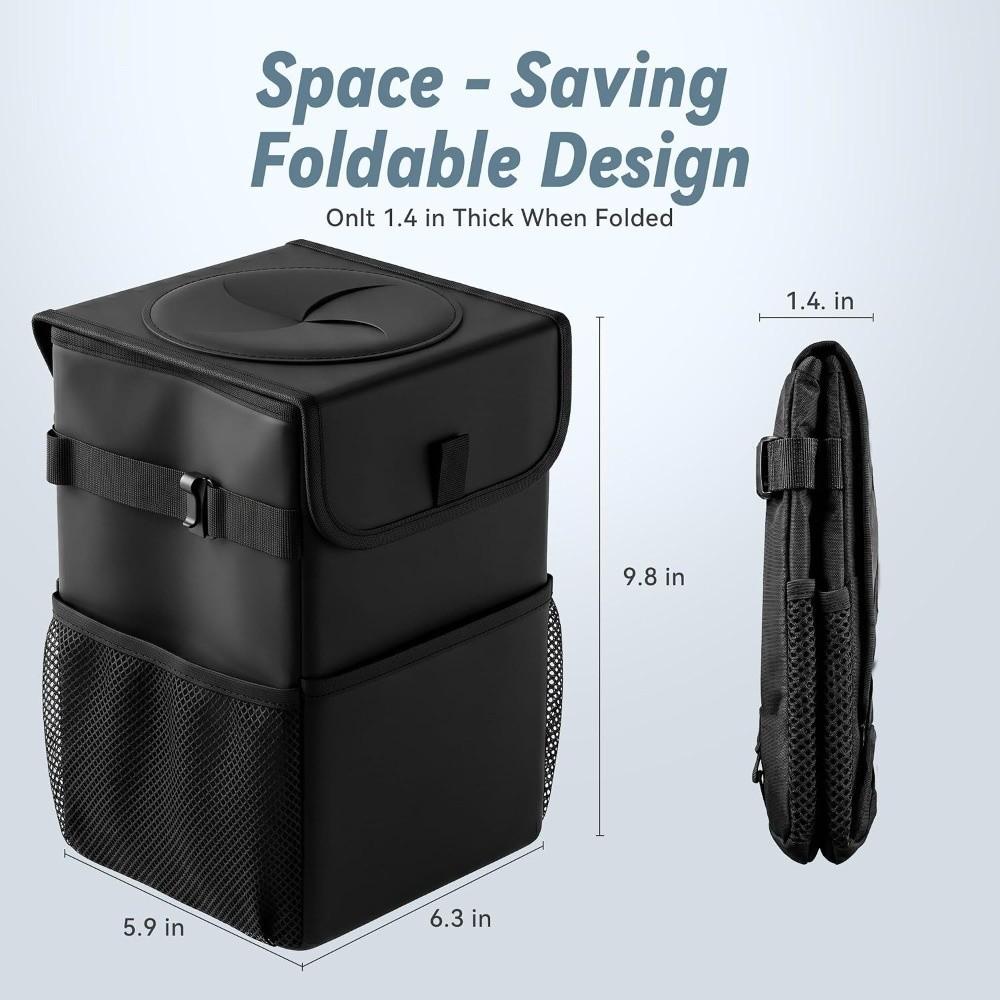 Collapsible Car Trash Can with Lid Car Garbage Bin Leakproof Car Trash Bag Car Use