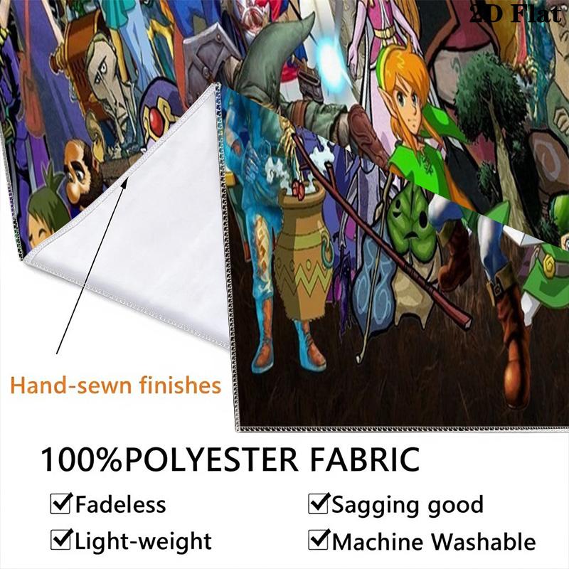 Zelda'S Epic Adventure Hero'S Journey Unfolded Tapestry Fashion Print Background Cloth Soft Background Cloth Background Wall Hanging Cloth
