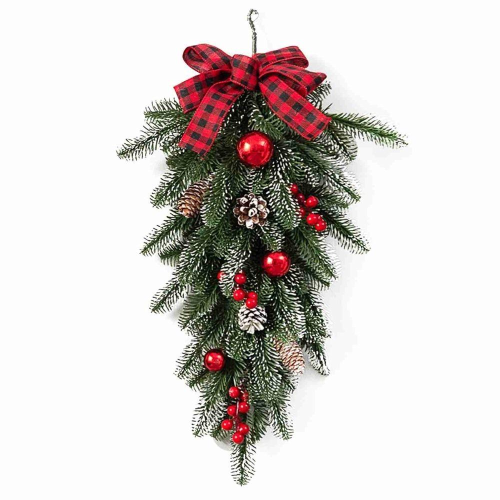 Christmas Upside Down Wreath 60cm Xmas Wreath New Teardrop Wreath  Front Door