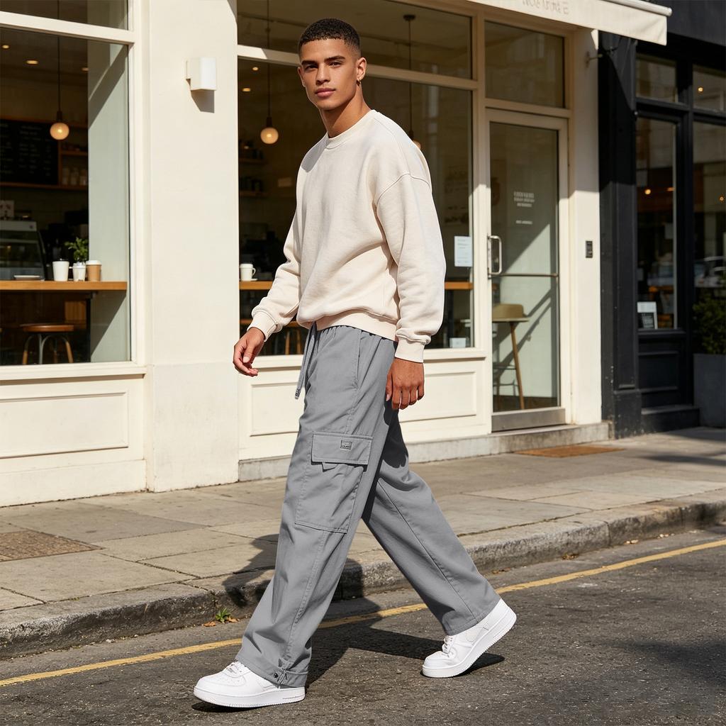 Men's Casual Loose Fit Cargo Pants with Multiple Pockets for Outdoor Daily Wear