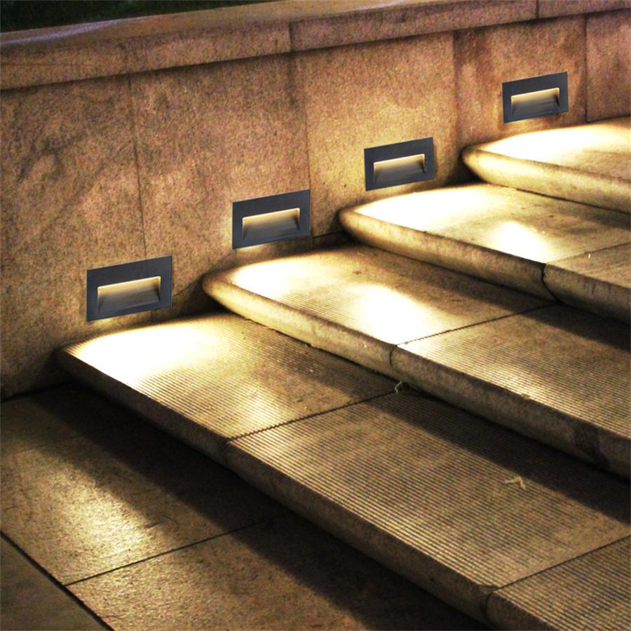 Thrisdar Waterproof LED Wall Light Led Step Stair Lights Outdoor LED Footlight Recessed Corner Lamp Exterior Garden Night Light