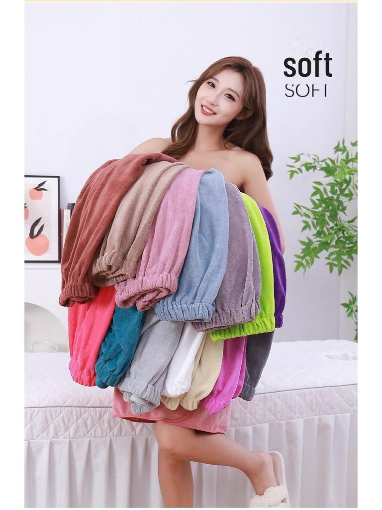 300g Absorbent Bath Skirt Towel - Wearable Bathrobe In Gray, White, Green, Purple