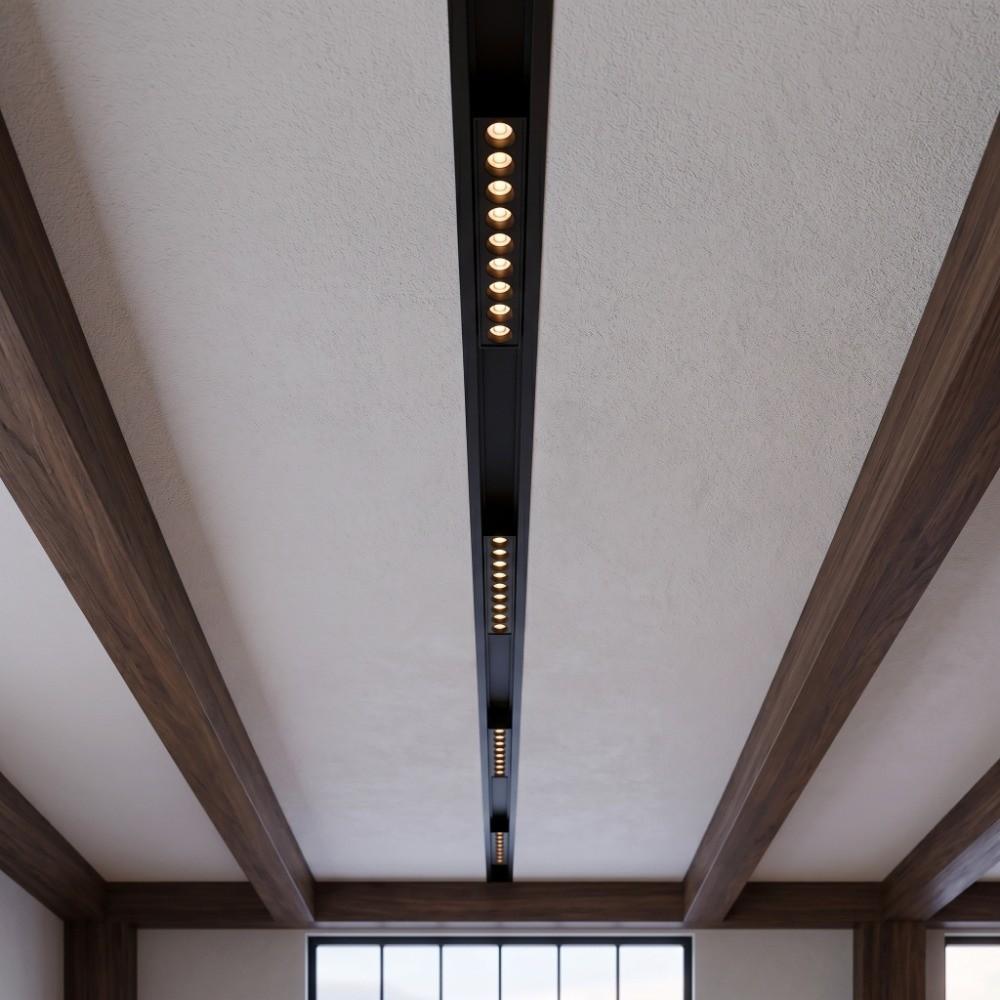 48V Intelligent Magnetic Grille Light Track Light Recessed Rectangle Dimmable Long track lighting Guide Lamp Linear Grille Light