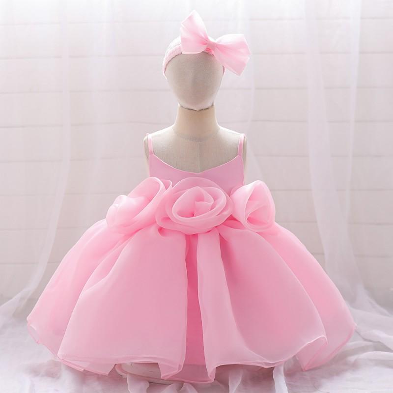 Baby Girls Princess Dress 3D Flower Formal Gown Piano Performance Wedding Party