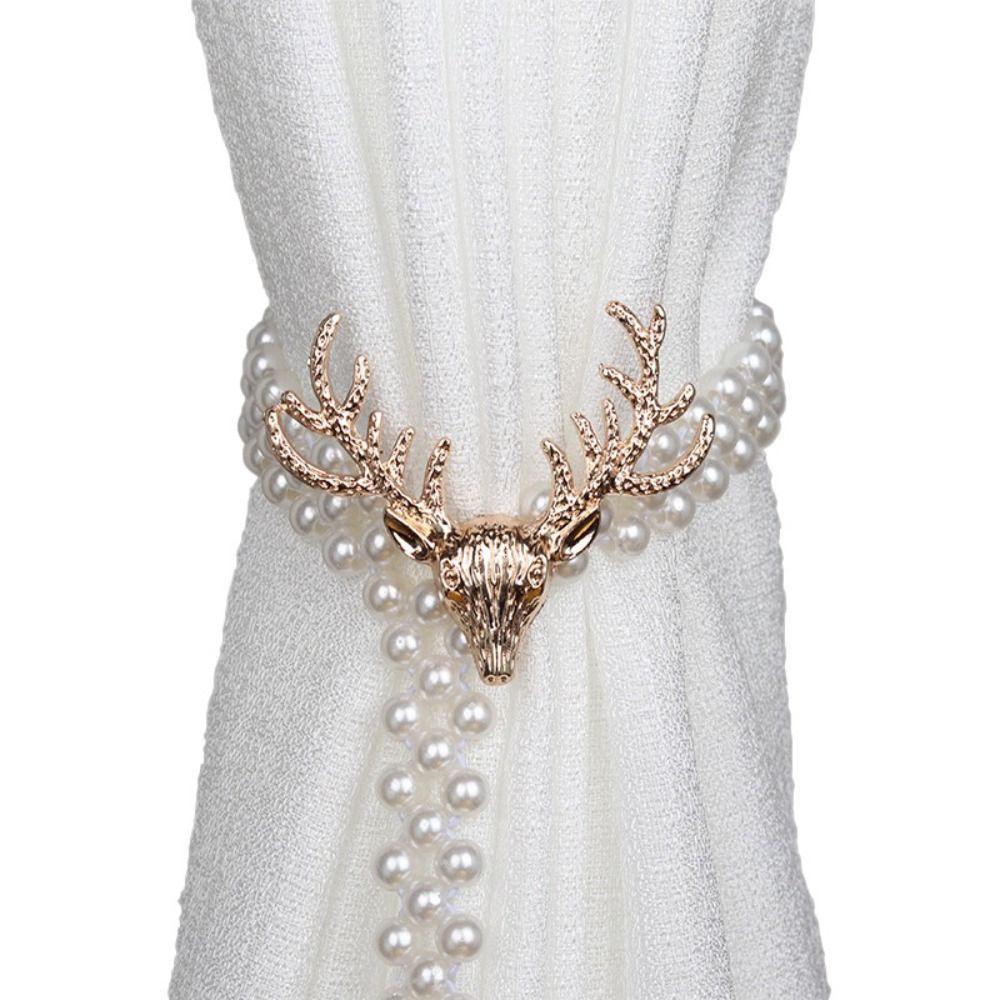 Stretch Elastic Curtain Buckle Straps Adjustable Curtain Decorative Accessories Curtain Tiebacks Pearl Window Curtain Buckles