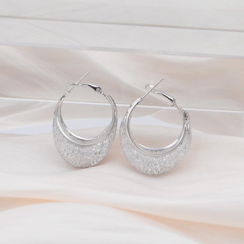 

3 Color Hollow Net Crystal Women Drop Earrings Gold Color Buckle Heavy U Shape Ladies Wedding Party Ear Zircon pendientes
