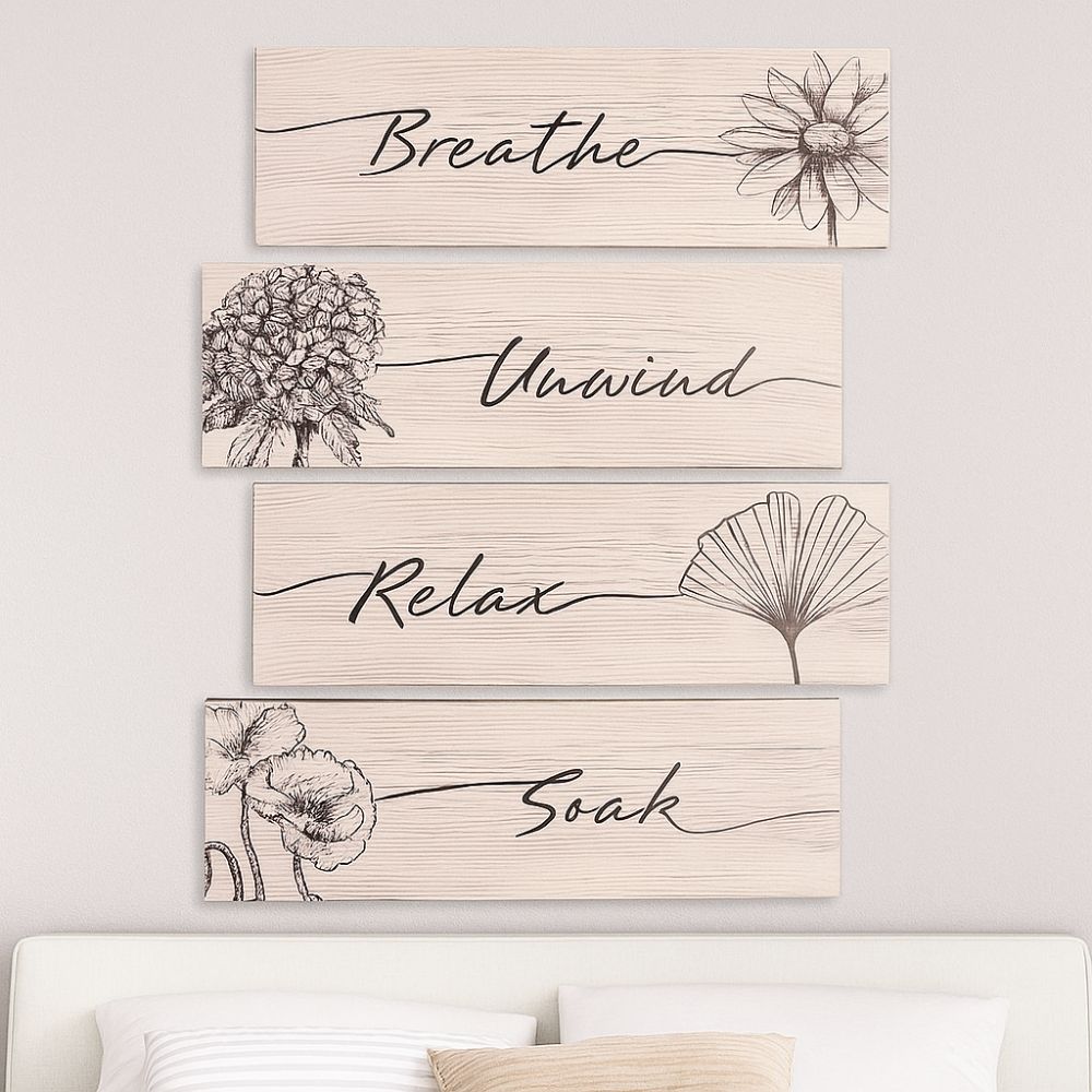 Wooden Floral Wall Art Funny Wall Decor Paintings Wall Plate Plants Hanging Sign  Room Decor