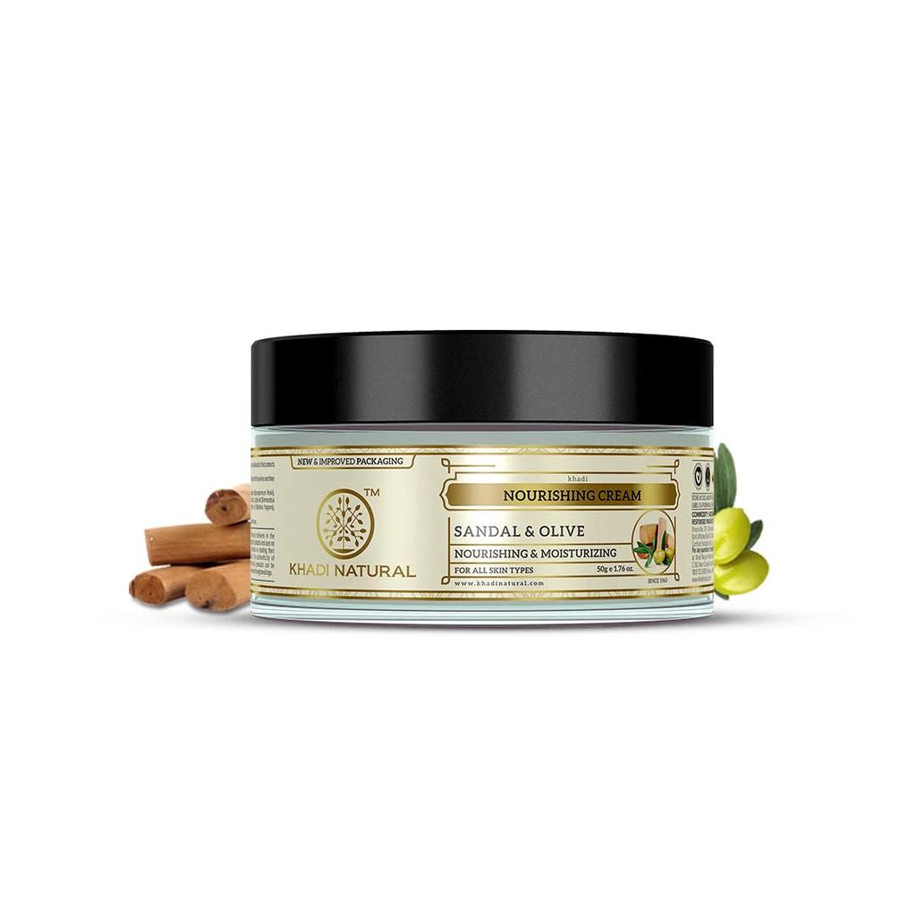 KHADI NATURAL Ayurvedische Sandelholz- und Olivenöl Gesichts-Nährcreme, 50g
