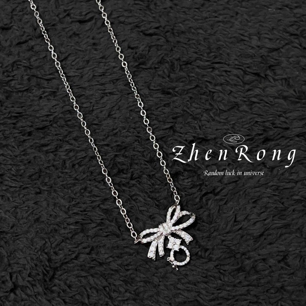 

Fairy Detachable Necklace Women Exquisite Bow Collarbone Chain Full Diamond Elegant Universal Pendant