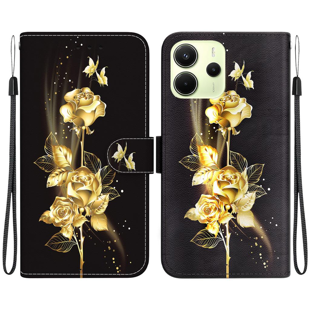 For Xiaomi Redmi Note 14 4G (163.25mm) Wallet Phone Case Anti-Drop Leather Flip Cover Pattern Printing