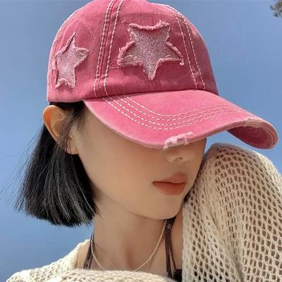 Retro Y2K Stern Verwaschener Denim Loch Stern Baseballkappe Snapback Hüte Herbst Angelhut Herren Damen Kappen Casquette Hüte Gorras