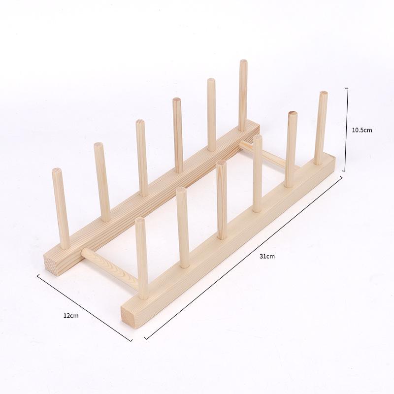 Pine Wood Kitchen Storage Rack for Cups, Dishes, and Plates