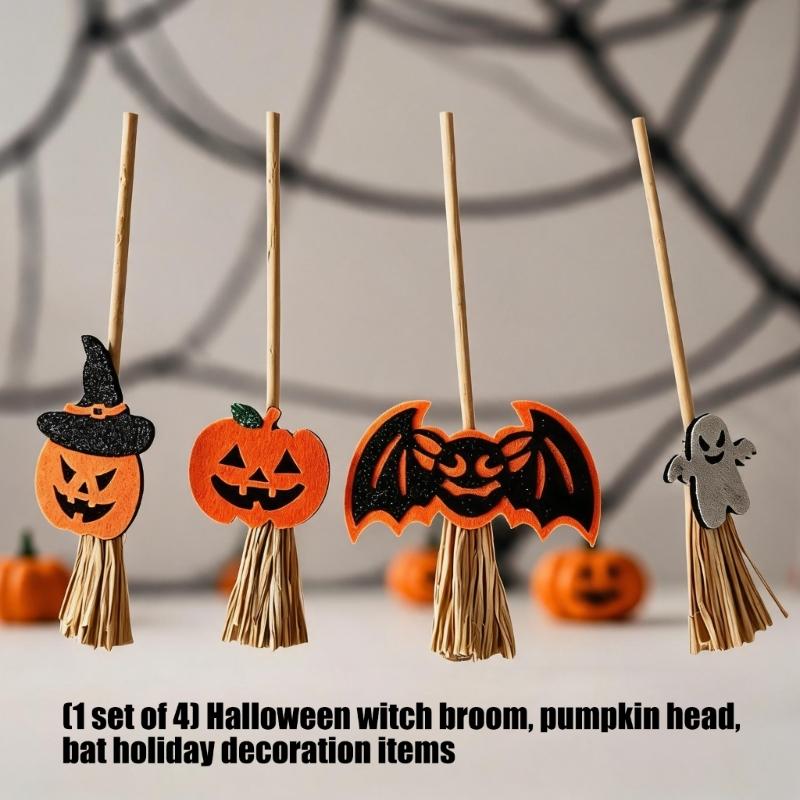 Seasonal Halloween Mini Display Set of 4 for Entry Shelf Table Window Photo Scene Home Season Use and Party Styling Display Indoors