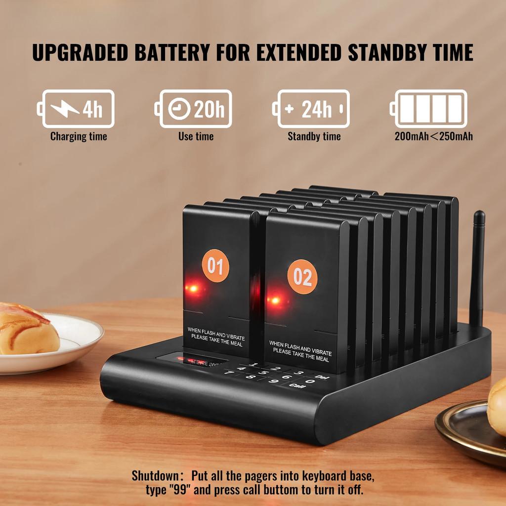 Restaurant Customer Service Pager System Wireless Range Lineup Waiting Queue Signal Guest Customer Calling Beepers