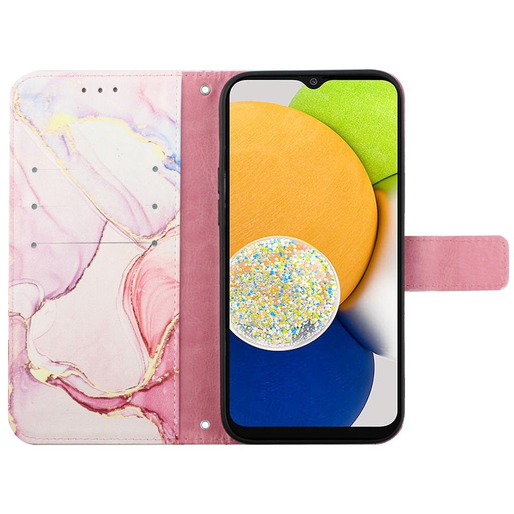 For Samsung Galaxy A35 5G Case with Strap Marble Pattern Leather Phone Cover Card Holder
