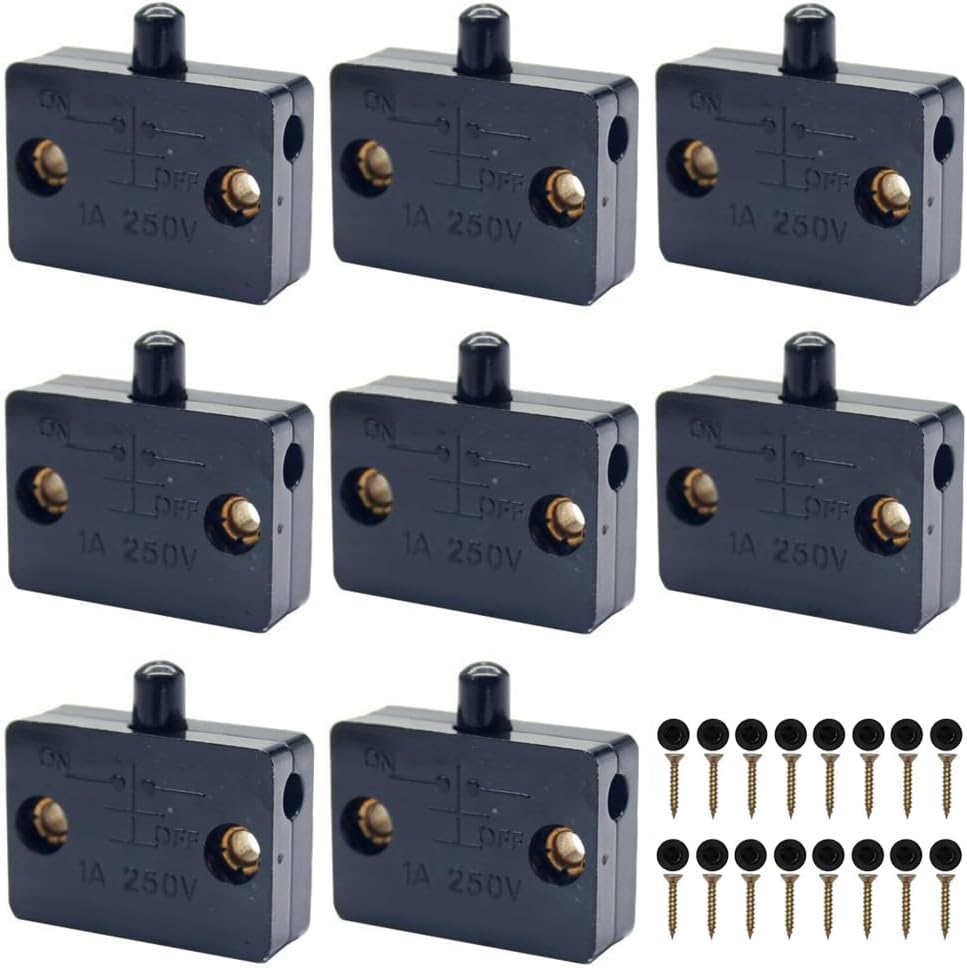 6PCS Cupboard Door Switch White 1A 250V Cupboard Light Control Switch Cupboard Auto Control Switch Push To Wardrobes, Bookcases, Cupboard Doors,