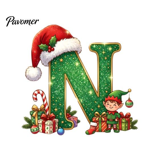 Holiday Tree Hanging Decor Personalized 26 Alphabet Christmas Ornament with Santa Hat Elf Design, Acrylic Cute Pendant for Mantel And Party